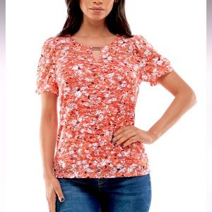 Adrienne Vittadini coral floral short sleeve top